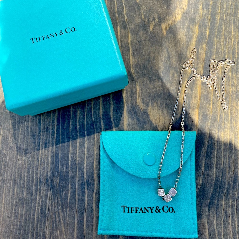 Retired T & C Block Letters Silver Necklace, Tiffany & Co